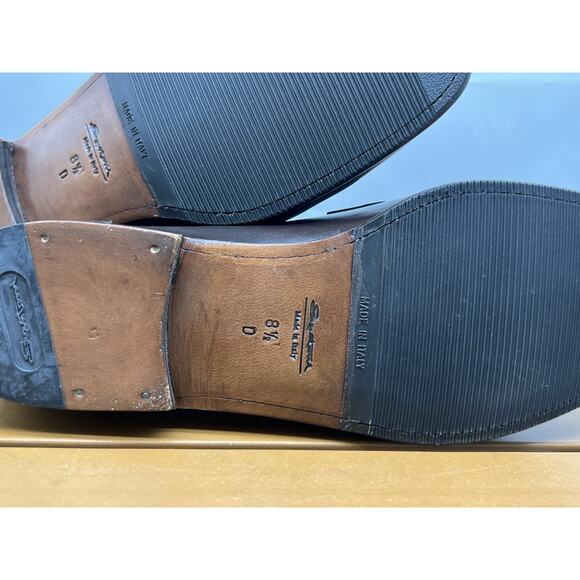 NEW! SANTONI Brown Leather Handsewn Moc Toe Tassel Loafers US 8.5 Made in Italy - Picture 10 of 13